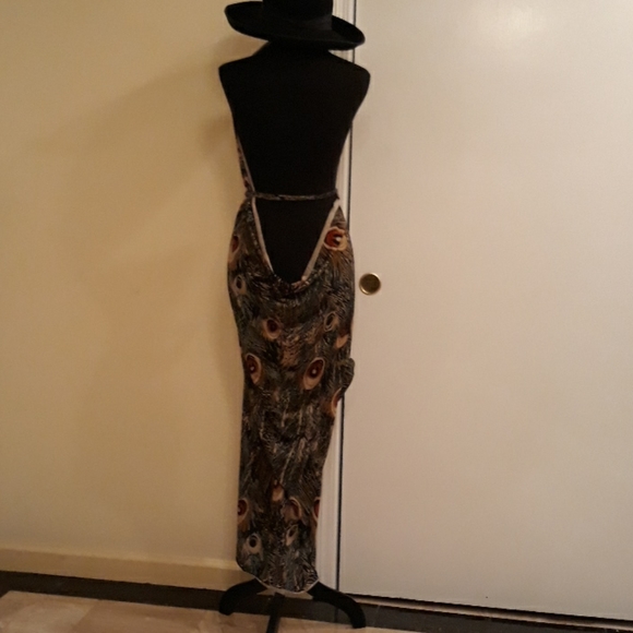 👙🦚Peacock Print Swimsuit Cover/Robe W/ Belt Sz L - Picture 5 of 9